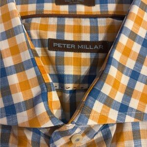 Peter Millar Blue and Orange Plaid Shirt